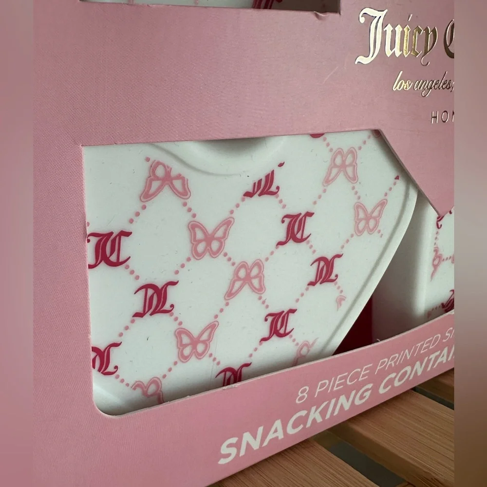 Juicy Couture 8-Piece Silicone Snacking Heart Container Set - JC Butterfly - NIB
